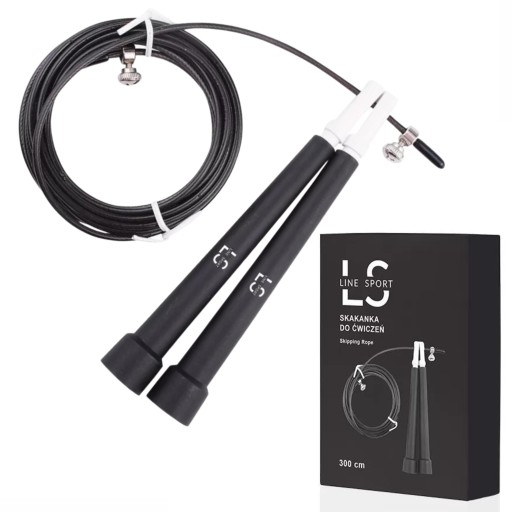 Пластикова скакалка Line Sport 300 см чорна