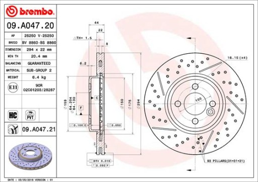 BRE-09.A047.21-ZS1 - Тормозной диск BREMBO 09A04721