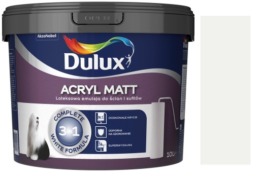 DULUX FARBA ACRYL MATT MATNÁ BIELA 10L