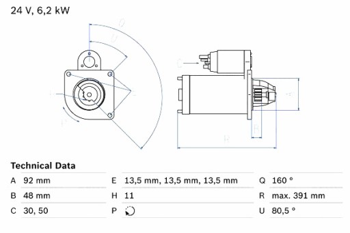 0 986 - Bosch стартер mercedes actros actros mp2 mp3 travego o 580 setra