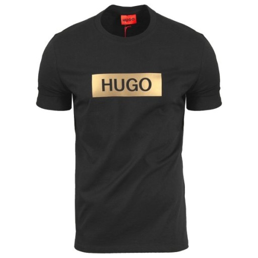 HUGO čierne tričko pánske logo nápis HUGO BOSS veľ. M