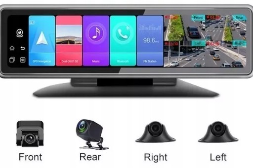 Регистратор 360°, 4 камеры, зеркало, Android ADAS 4G