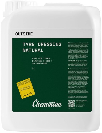 CHEMOTION TYRE DRESSING NATURAL 5000 МЛ - ПОПРАВКА ДЛЯ ШИН ТА ГУМОВИХ УПЛОТНЮВАЛЬНИКІВ