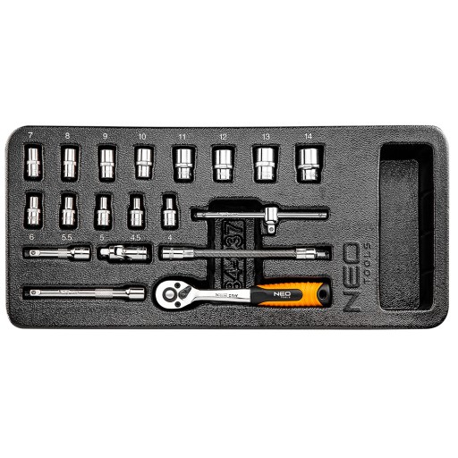 1/4 торцеві Ключі 19шт Neo Custom Pro 84-237