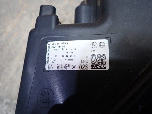 light left REFLEKTOR left FULL LED SKODA KODIAQ 565 NU7 LIFT 21- 566941035A