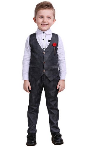 chlapčenský oblek vizitkový komplet elegantný VESTA BIELA KOŠEĽA 116
