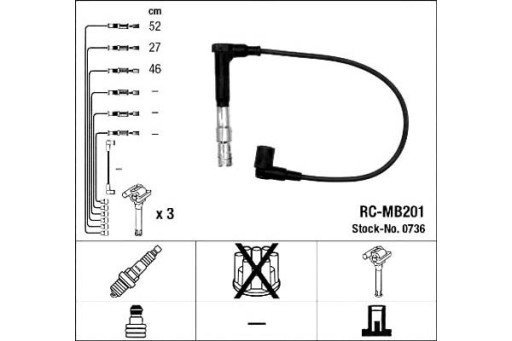 736/ZAW - NGK комплект проводов зажигания MERCEDES C (W202)