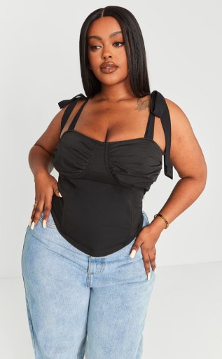 PRETTYLITTLETHING PLUS SIZE BLÚZKA ČIERNA 46 EKF