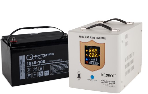 Джерело живлення дбж kemot 2000 1200 вт 12 вольт + agm акумулятор 100 ач гелевий набір