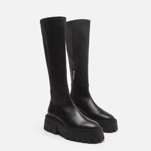 Dámske čižmy na pohodlnom podpätku Dlhé topánky long Boots Thick B50-91