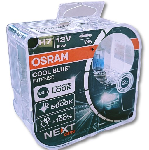 2x OSRAM H7 COOL BLUE INTENSE NextGeneration 5000K 1500lm 64210CBN 55W  +100% 12V