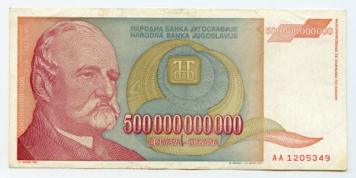 JUGOSŁAWIA 500 miliardów 500000000000 1993 P-137 stan III VF