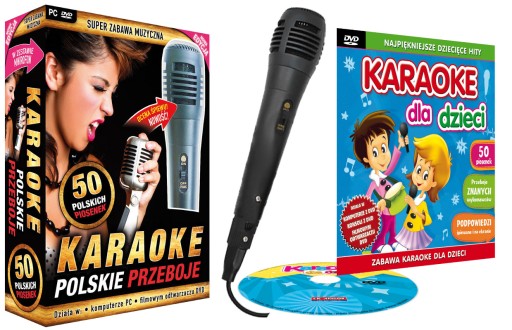 ZESTAW POLSKIE PRZEBOJE+Karaoke dla Dzieci DVD+Mik