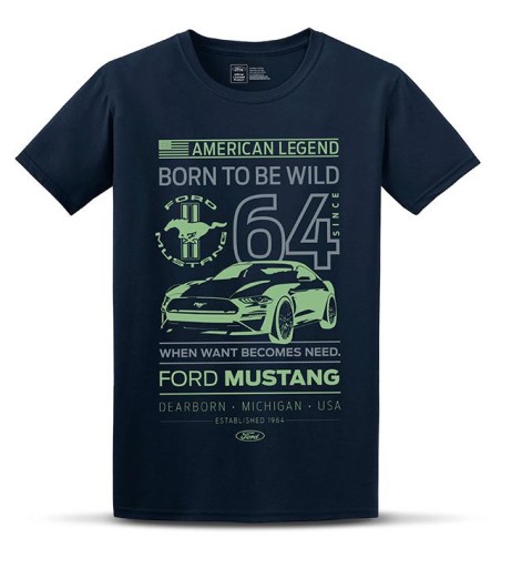 Футболка FORD Mustang BORN синя. L