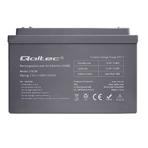 Аккумулятор qoltec 53038 12 в 100 ач