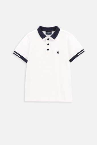 T-shirt Typu Polo Dla Chłopca 134 Biały Elegancka Koszulka Coccodrillo WC4