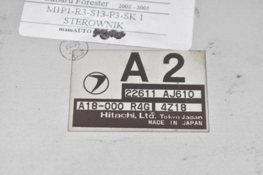 control unit of the engine 22611 AJ610 A18-000 SUBARU FORESTER 2 II 2.0 B 125 KM 4X4
