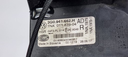 Nebelscheinwerfer rechts 3G0941662H VOLKSWAGEN PASSAT B8