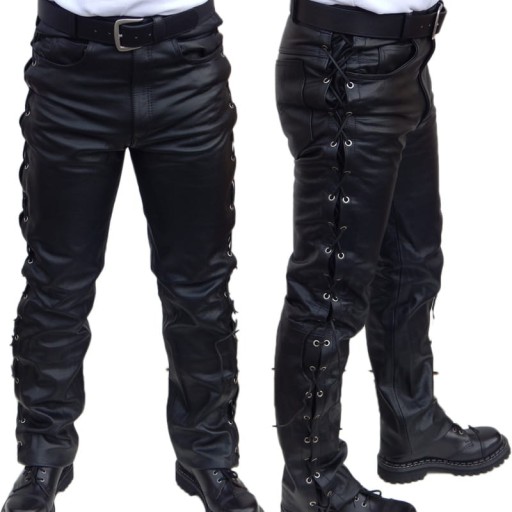 Мотоциклетные кожаные брючные галстуки, черные, размер 32