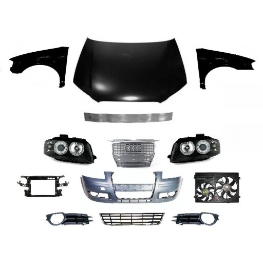 8P0 941 - AUDI A3 8P 03-08 ФОНАРЬ ПЕРЕДНЕГО БАМПЕРА КАПОТА КРЫЛО