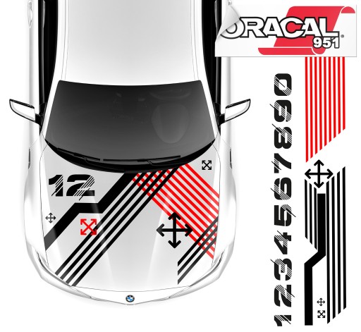 Наклейки на маску мотив полосы цифры полосы 47X360CM