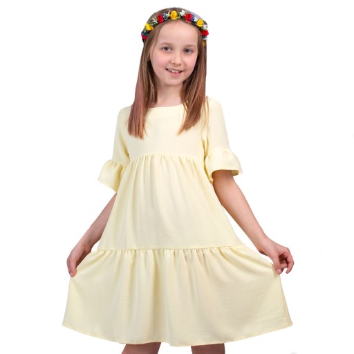 Letnia sukienka dla dziewczynki falbany r. 134