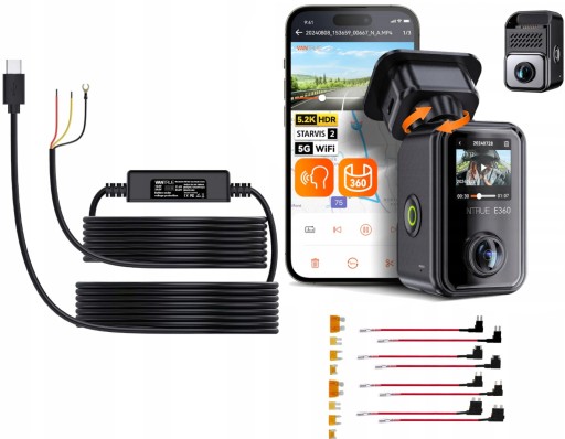 VANTRUE E360 LTE 2CH АВТОМОБІЛЬНА КАМЕРА ПЕРЕДНИЙ ІНТЕР'ЄР 5.2K + 2.7K GPS + ACC