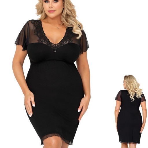 NOČNÁ KOŠELE DONNA Ivana plus size 5XL 50 čierna