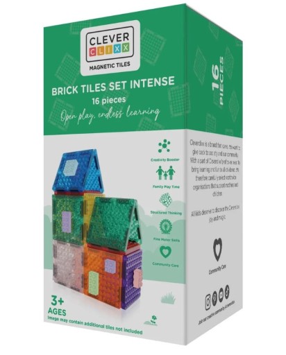 Cleverclixx Klocki magnetyczne Brick Tiles Pack Intense 16 el.