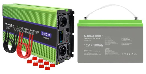 ПЕРЕТВОРЮВАЧ НАПРУГИ QOLTEC 12В-230В З ФУНКЦІЄЮ ДБЖ 2500/5000Вт SINUS 100AH