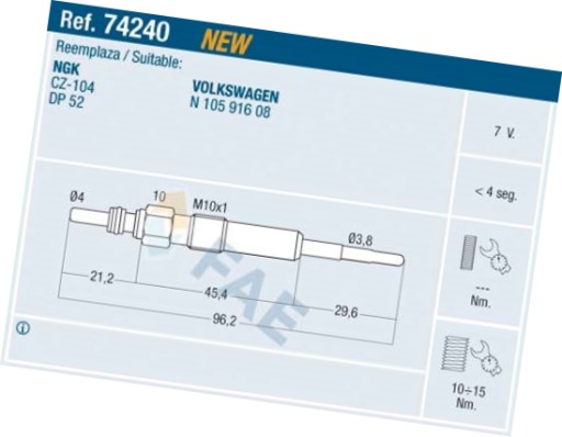 4 свечи накаливания - fae 74240