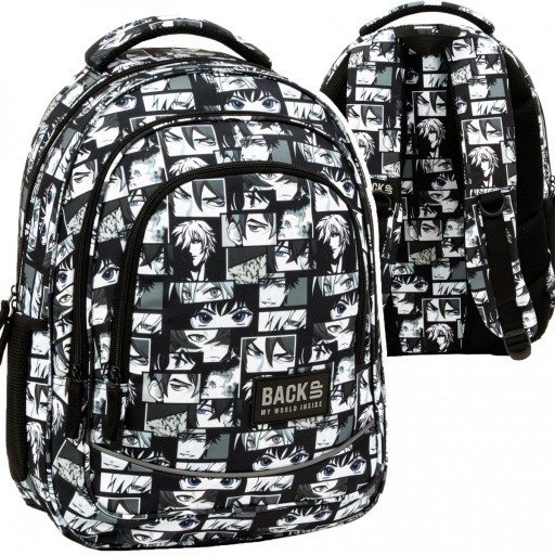 Рюкзак шкільний багатокамерний Backup PLB5X43 Manga 26 л чорно-білий