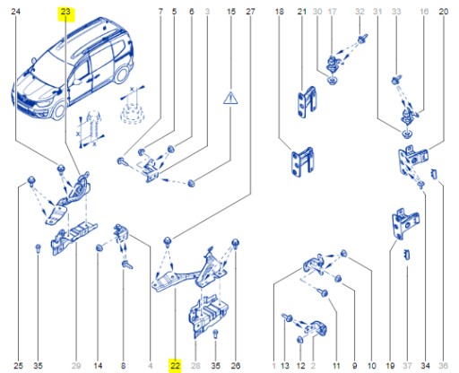 654017290R, 654003935R - ПЕТЛЯ КАПОТА ЛЕВАЯ ПРАВАЯ RENAULT KANGOO III 21-