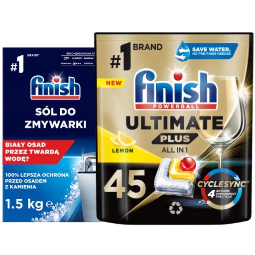 Finish Sada Ultimate Plus Kapsule do umývačky riadu 45 Lemon + Soľ 1,5 kg