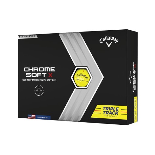 М'яч для гольфу CALLAWAY CHROME SOFT X YELLOW TRIPLE TRACK 12 шт.