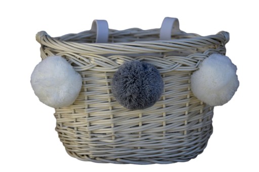 Плетений КОШИК ДЛЯ ВЕЛОСИПЕДА з помпоном.Дитячий КОШИК