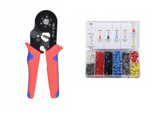 Обжимной инструмент для кабельных наконечников с шестигранной головкой+1200 шт.