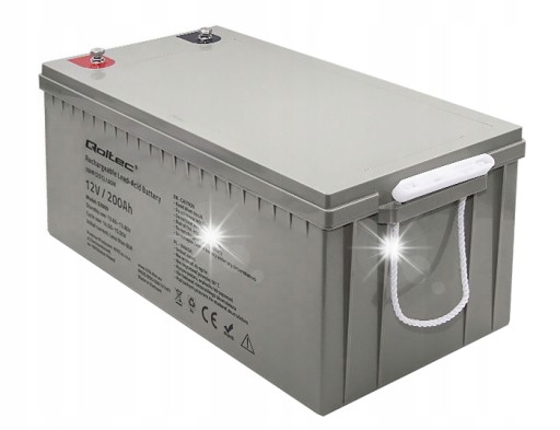 Аккумулятор qoltec agm | 12 в | 200 ач | 54,1 кг | не требующий обслуживания | сильный | длинный