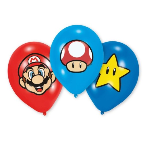 Balony lateksowe Super Mario 27,5 cm, 6 szt.