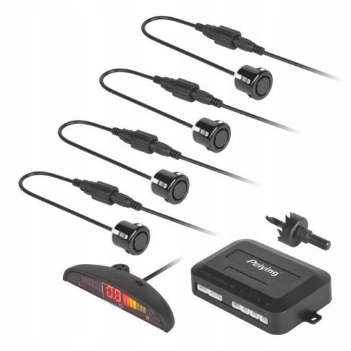 PY0104B, PY0104B - Датчики парковки с дисплеем, черные, 4 шт. кабелей