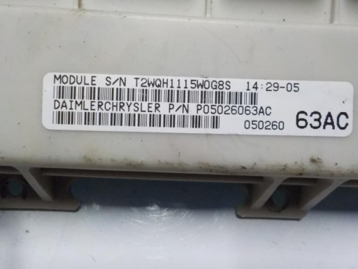 CHRYSLER VOYAGER IV comfort control unit P05026063AC 63AC