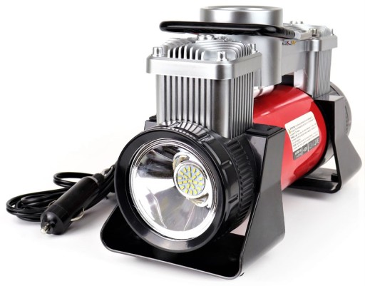 КОМПРЕССОР 12V ФОНАРИК + НАБОР ФИКСАТОРОВ В ЧЕМОДАНЕ