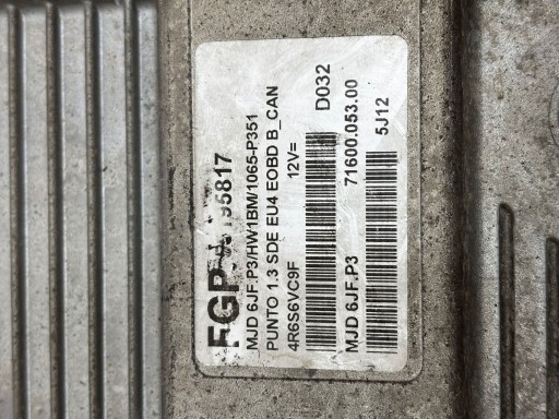 computer control unit of the engine FIAT PUNTO 1.3 55195817