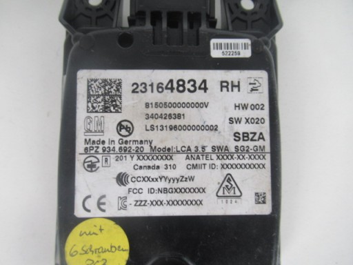 OPEL ASYSTENT changes supports RUCHU 340426381 23164834