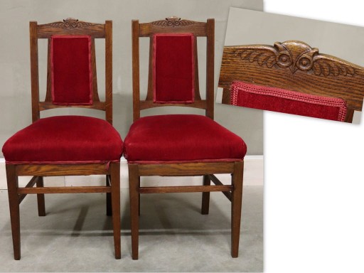 8334 secesyjne krzesła 2 szt rzeźbione sowa
