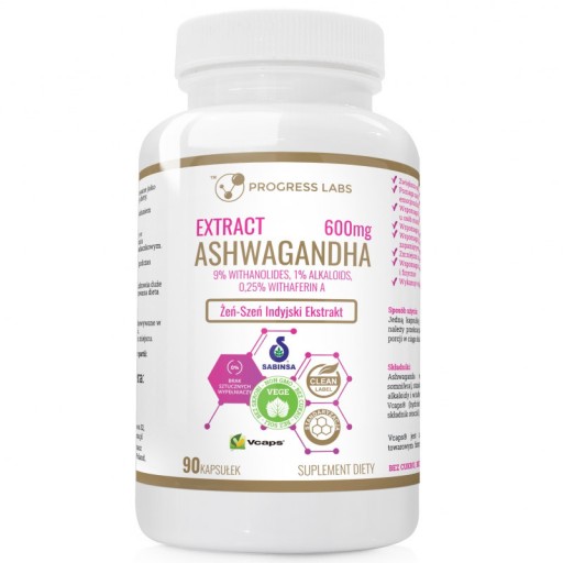 PROGRESS LABS Extrakt Ashwagandha 600 mg 90 kapsúl