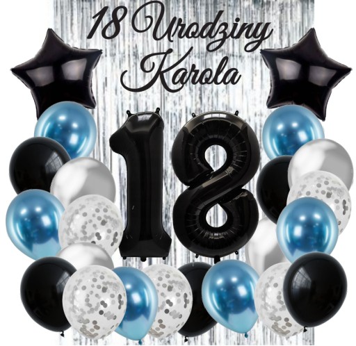 НАБІР ПОВІТРЯНИХ КУЛЬОК КОНФЕТІ НА 18 ВІСІМНАДЦЯТЬ