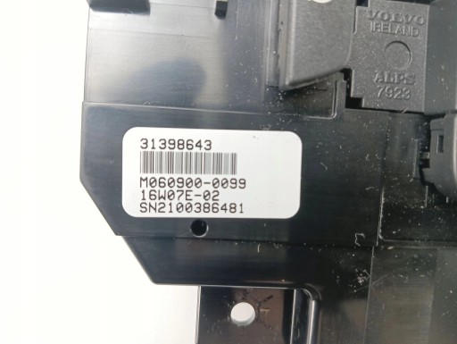 control panel RADIA of the air conditioning VOLVO V40 II (2012-2016) 31398643