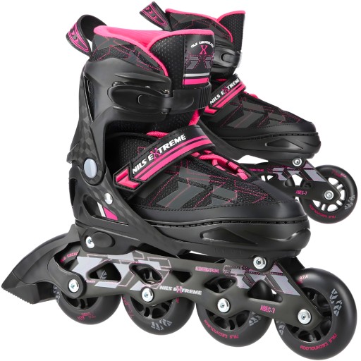 Ковзани Nils Extreme 35-38 р. чорно-рожеві