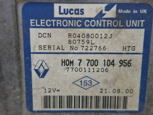 control unit of the engine R04080012J 7700104956 7700111206 Renault Kangoo 1.9 D